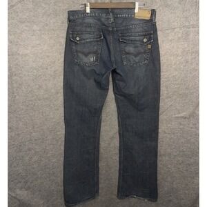 VTG Guess Falcon Bootcut Jeans Men 34x34 Blue Button Fly Flap Pockets Y2K